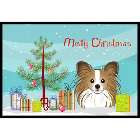 Carolines Treasures Christmas Tree and Papillon Indoor or Outdoor Mat- 18 x 27 BB1620MAT